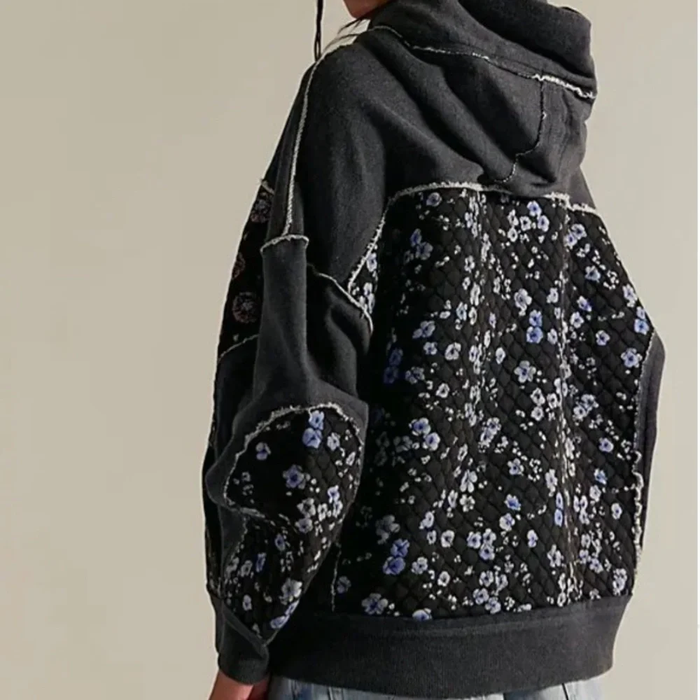 Free People Get Ditsy Hoodie-Charcoal-We The Free - Picture 2 of 8